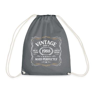 Vintage Design – "Made in 1988, Aged Perfectly" - Turnbeutel - Grau - Vorne