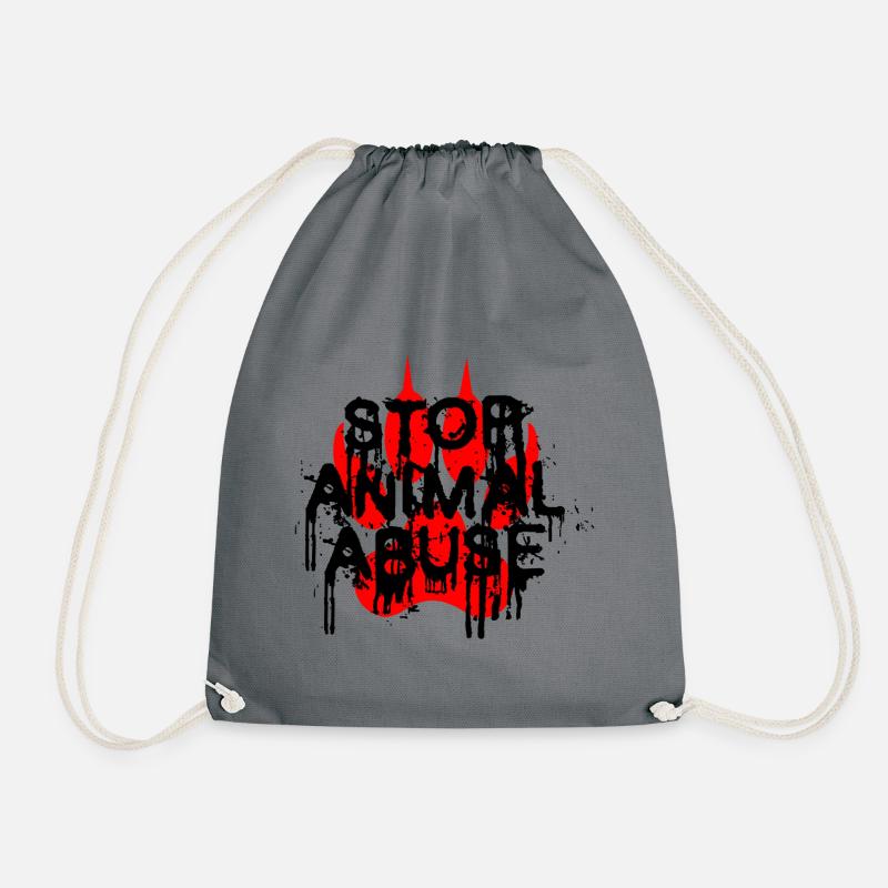 Stop Animal abuse - Drawstring Bag - grey