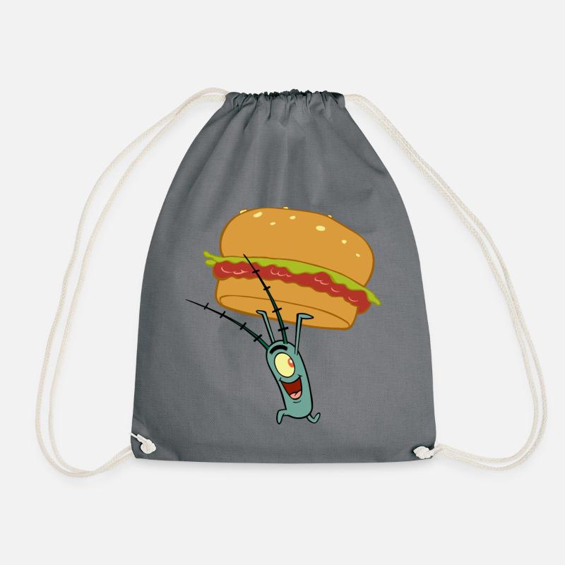 Spongebob Schwammkopf Plankton Mit Hamburger - Turnbeutel - Grau