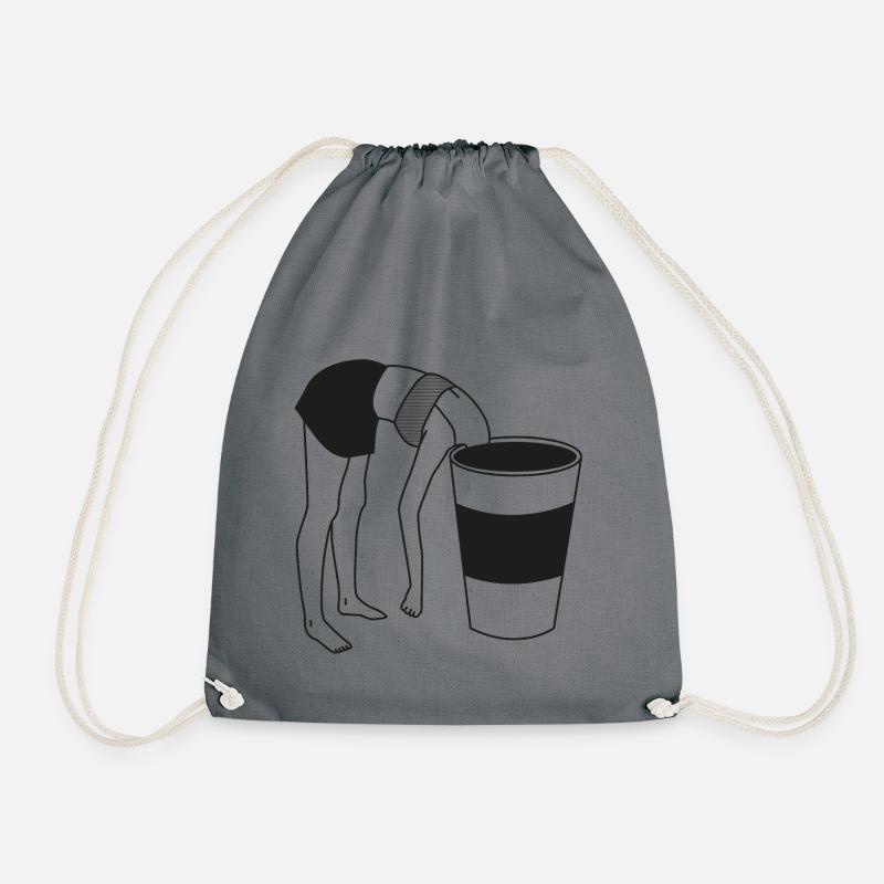 COFFE BREAK - Drawstring Bag - grey