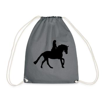 Horseback riding, horse - Drawstring Bag - grey - Front