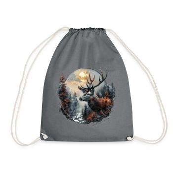 Mystical Deer in the Cloud Forest / Traditional Costume / Hunting - Drawstring Bag - grey - Front