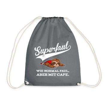 Superfaul - also faul mit Cape - Turnbeutel - Grau - Vorne