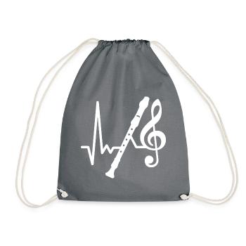 Flute Heartbeat - I Love Playing the Flute - Drawstring Bag - grey - Front
