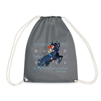 Ostwind und Mika beim Reiten Christmas Sweater - Turnbeutel - Grau - Vorne