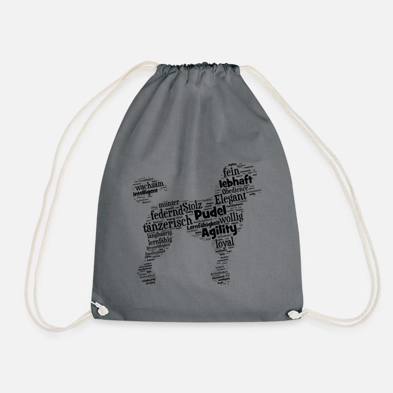 Pudel Charaktershirt Wordcloud - Turnbeutel - Grau