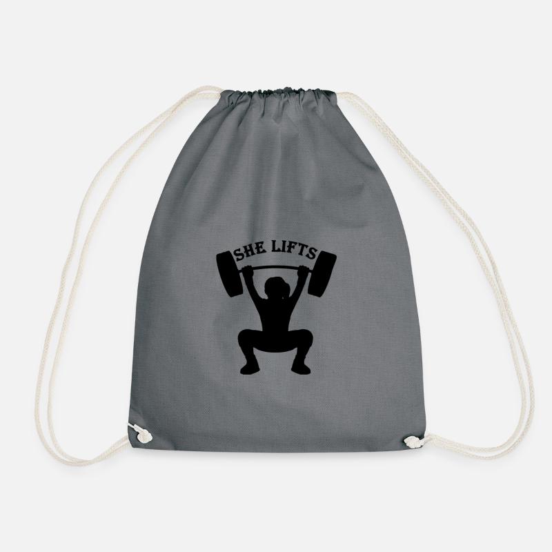 She lifts - Drawstring Bag - grey
