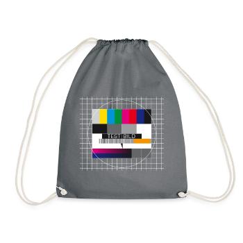 Test image television screen broadcast closing display - Drawstring Bag - grey - Front