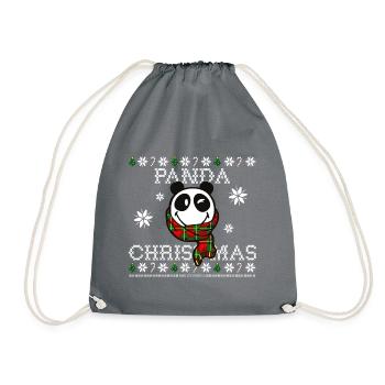 SmileyWorld Lächelnder Panda Weihnachten - Turnbeutel - Grau - Vorne
