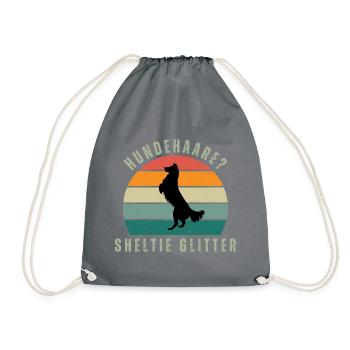 Sheltie Glitter Retro Sunset - Turnbeutel - Grau - Vorne