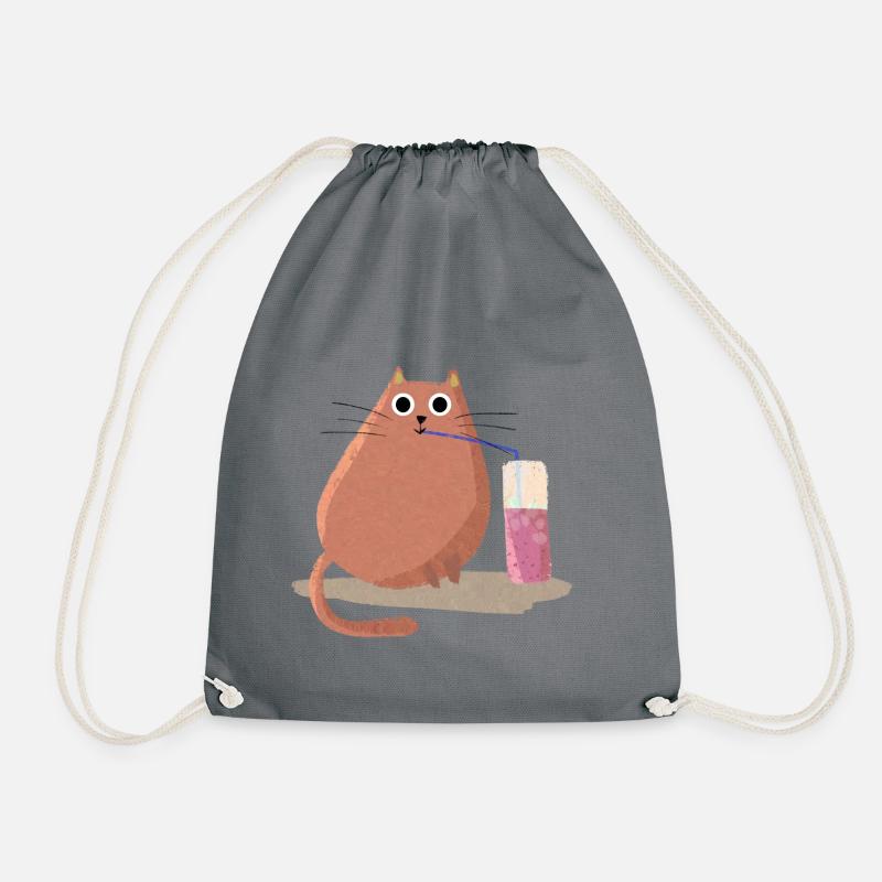 Cat - Drawstring Bag - grey