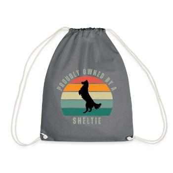 Proudly Owned by a Sheltie Retro Sunset - Turnbeutel - Grau - Vorne