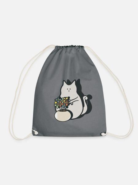 Neugierige, verrückte Katze - Turnbeutel - Grau
