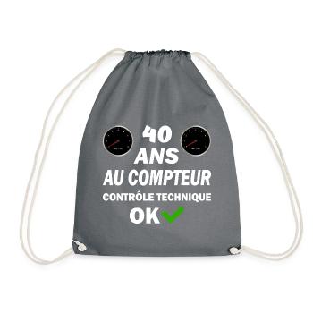 40ans au compteur contrôle technique ok t-shirt - Sac de sport léger - gris - Devant