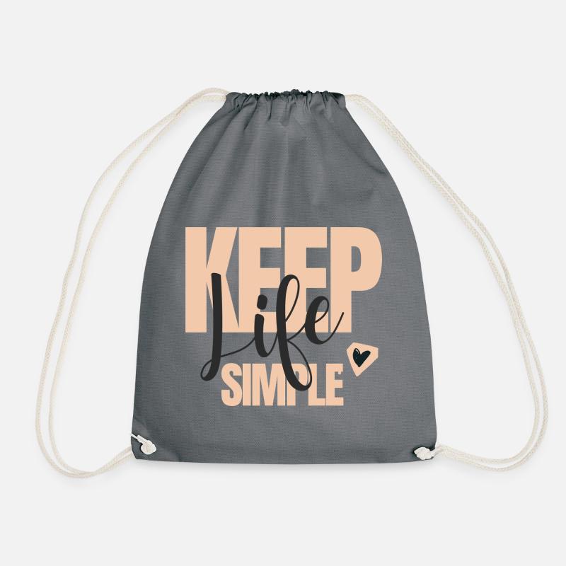 Keep Life Simple Lettering - Drawstring Bag - grey