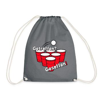 Bierpong , Beerpong , Getroffen? Gesoffen! - Turnbeutel - Grau - Vorne