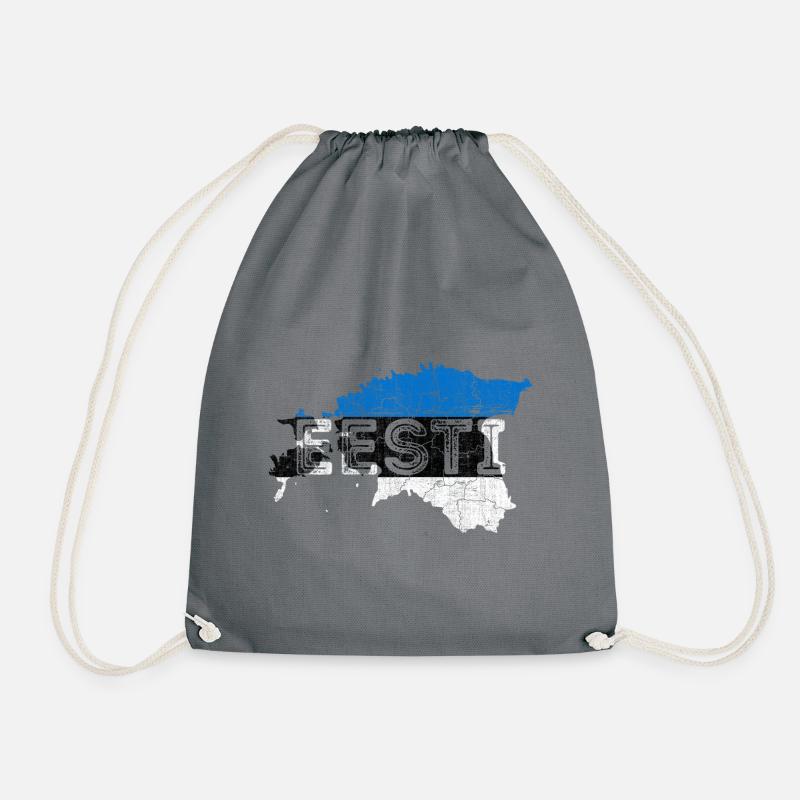 Estonia Map Shape and Flag - Drawstring Bag - grey