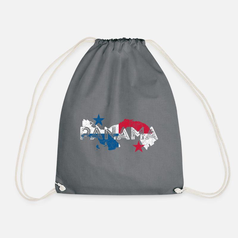 Panama Map and Flag - Drawstring Bag - grey
