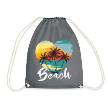 Beach, heart, palm trees in one heart - Drawstring Bag - grey - Front