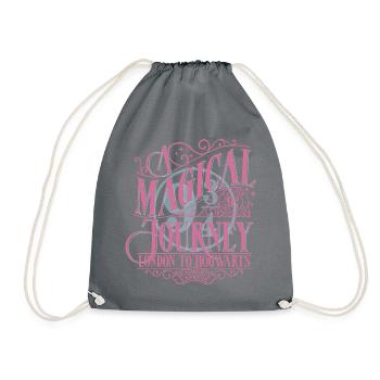 Harry Potter Gleis 9 ¾ Design In Rosa & Blau - Turnbeutel - Grau - Vorne