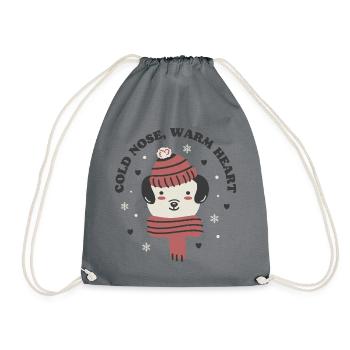 Cold Nose Warm Heart - Drawstring Bag - grey - Front