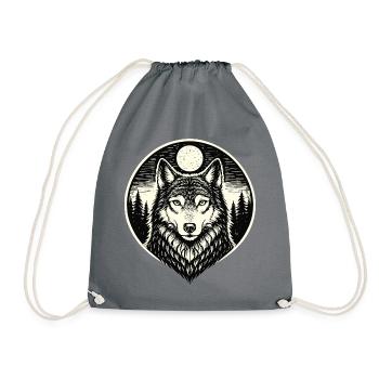 Hurleur de nuit - Loup en style gravure sur bois - Sac de sport léger - gris - Devant
