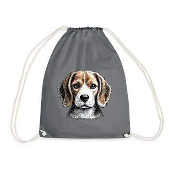 Beagle Line Portrait - Turnbeutel - Grau - Vorne