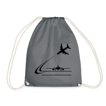 Landing of aircraft - Drawstring Bag - grey - Front