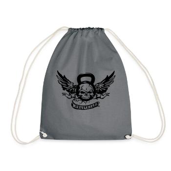 kettlebell skull - Drawstring Bag - grey - Front