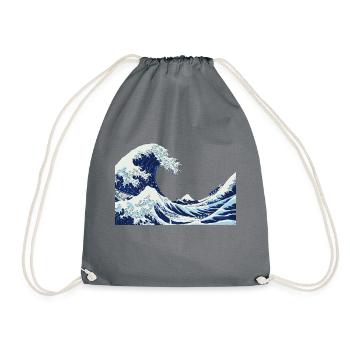 große Welle - big Wave - Turnbeutel - Grau - Vorne