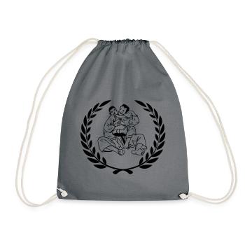 Judo Jiujitsu neck clamp with laurel wreath - Drawstring Bag - grey - Front
