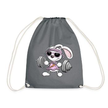 Krafttraining Hase Fitness Kraftsport - Turnbeutel - Grau - Vorne