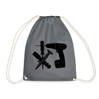 Screw and plug drill - Drawstring Bag - grey - Front