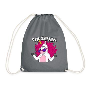 Six Seven Unicorn  - Turnbeutel - Grau - Vorne