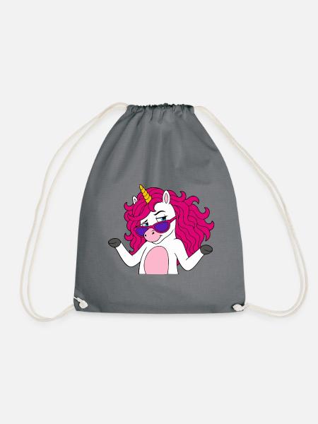 Unicorn with Pink Hair - Turnbeutel - Grau