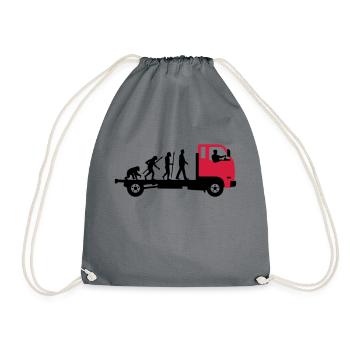 evolution_of_man_trucker_112013_a_2c - Drawstring Bag - grey - Front