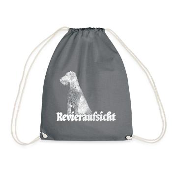 Revieraufsicht für Jäger + Jagd Deutsch Drahthaar - Turnbeutel - Grau - Vorne