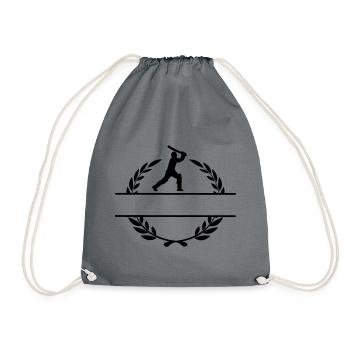 Cricket player in laurel wreath - Drawstring Bag - grey - Front