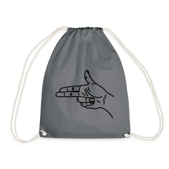 Hand gesture gun scared war - Drawstring Bag - grey - Front