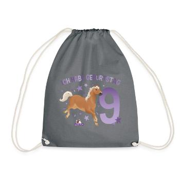schleich® HORSE CLUB 9 Jahre Neunter Geburtstag - Drawstring Bag - grey - Front