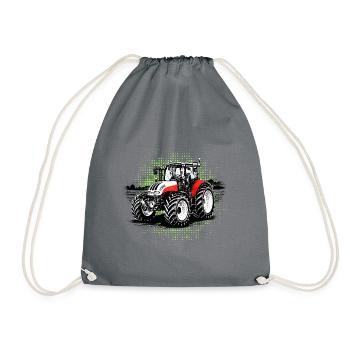 Roter Traktor – Halftone Motiv Steyr Bauernhof - Turnbeutel - Grau - Vorne