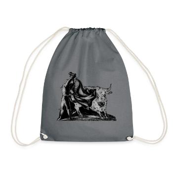 Vintage_Bull_and_Matador_Corrida_Ink_Art - Turnbeutel - Grau - Vorne