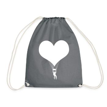 Parachute skydiving white - Drawstring Bag - grey - Front