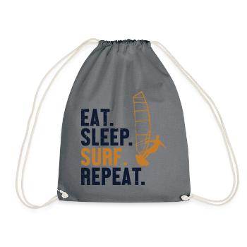 Eat Sleep Surf Repeat Water Sports Sailboarding - Drawstring Bag - grey - Front