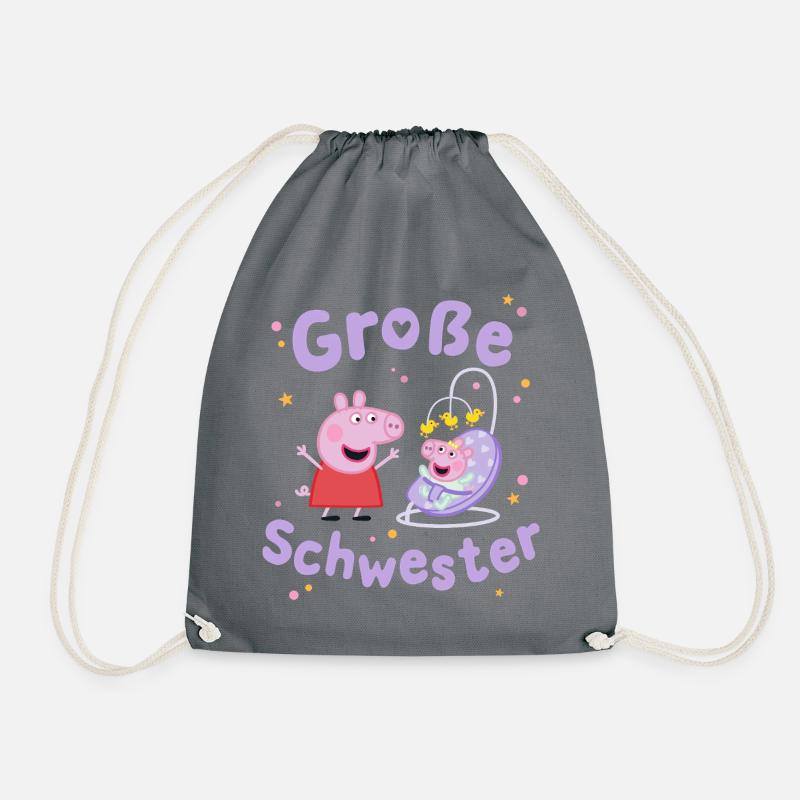 Peppa Pig Design Große Schwester Peppa Mit Evie - Turnbeutel - Grau