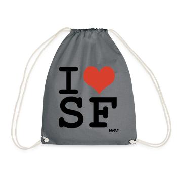 i love SF - Drawstring Bag - grey - Front