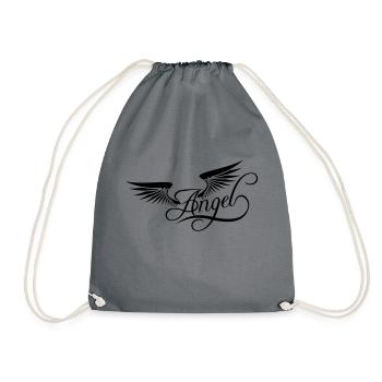 tattoo wing design angel shirt saying angel lie - Drawstring Bag - grey - Front