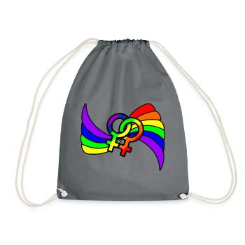 Regenbogen lesbies stolzes Logo - Turnbeutel - Grau - Vorne