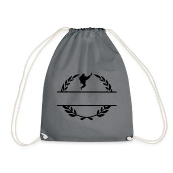 Karate or taekwondo jumped shovel laurel wreath - Drawstring Bag - grey - Front