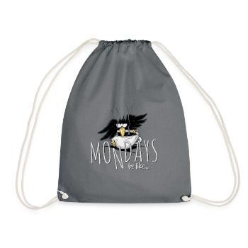 Mondays be like... Monday morning grouch coffeecrow - Drawstring Bag - grey - Front